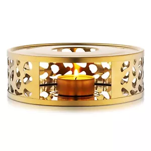 Teapot Warmer, Brushed Stainless Steel Tea Warmer with Tealight Holder, Gold - Picture 1 of 6