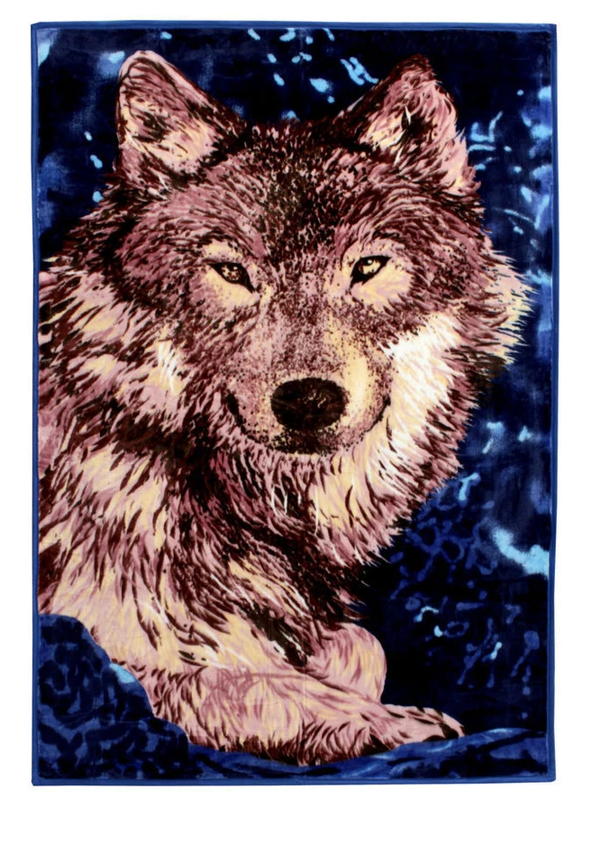Tagesdecke Kuscheldecke Flauschdecke Wolf 155x205cm Bett Überwurf Wohn Decke - Bild 1 von 1