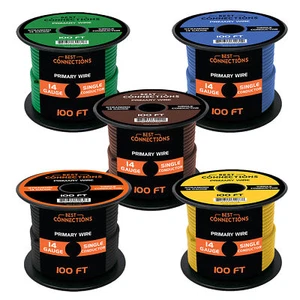 14 Gauge Car Audio Primary Wire (100ft–5 Rolls)– Remote, Power/Ground Electrical - Picture 1 of 9