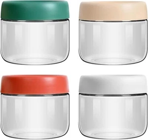 4 Pack 10oz Overnight Oats Jars Wide Mouth Glass Meal Prep Containers with Screw - Picture 1 of 7
