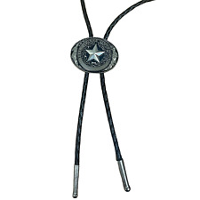 The State of Texas Star Black and Silver Rodeo Cowboy Bolo Tie