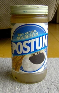 Vintage 80er Jahre POSTUM Heißgetränk FAKE KAFFEE Glas Dose GENERAL FOODS Retro RAR - Bild 1 von 3