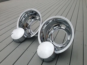FITS 03-18 rear pair dodge 3500 dually wheel simulators hubcaps 17" center caps - Picture 1 of 2