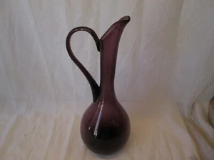 Empoli Italian Art Glass 15.5" AMETHYST PURPLE PITCHER JUG w/ Handle Pontail - Picture 1 of 6