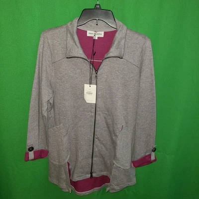 2229) NUEVO CON ETIQUETAS Neon Buddha Pequeño Cremallera Suéter Chaqueta Bolsillos Gris Púrpura Nuevo  Foto 1 de 4