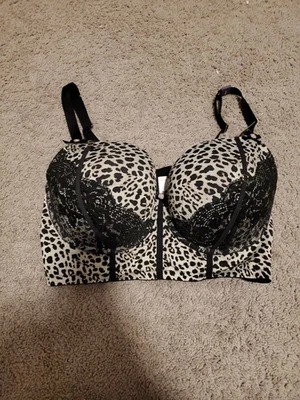 Sujetador de encaje con estampado de leopardo cacique 40DDD Foto 1 de 4