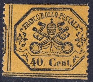 STATO PONTIFICIO 1868 Terza emissione (40c giallo limone) MH* - Picture 1 of 1