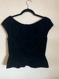Vintage 1950's Black Velvet Top Evening Wear Elegant Women's Medium 40 No Label - Picture 1 of 8