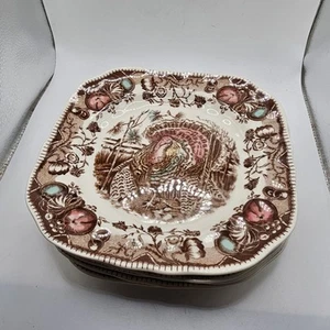 Johnson Bros "His Majesty" Lot Of 6 Salad Lunch Plates England 7 1/2" Turkey Vtg - Picture 1 of 4