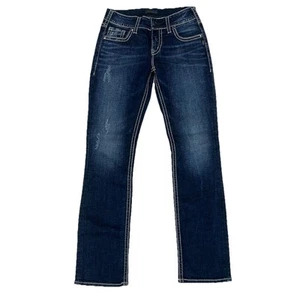 Pantalones de mezclilla plateados para mujer 29x31 Suki excedente bota baja elástica vaquera americana - Imagen 1 de 10