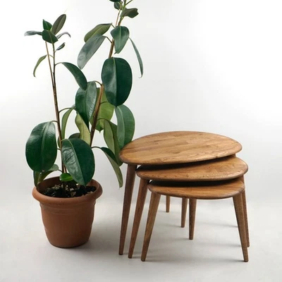 Juego de mesa de centro anidador, estilo castaño Ercol, mesa auxiliar, muebles de mediados de siglo Foto 1 de 4