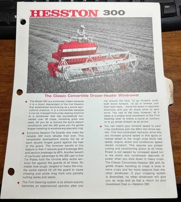 1970 HESSTON Windrower 300 Dealer Salesmen Brochure Specs & Prices - Image 1 of 3