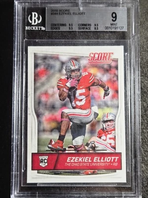 2016 Score #344 Ezekiel Elliott Rookie Card Beckett mint 9 Dallas Cowboys - Image 1 of 4