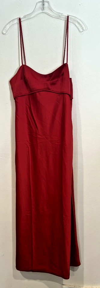 Maxi Vestido WAYF Rojo Satinado Sin Mangas Correa de Espagueti Vestido de Noche Talla S Foto 1 de 4