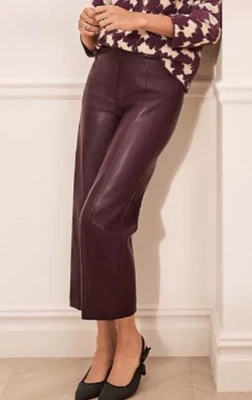 Pantalones Cortos Ann Taylor Borgoña Imitación Cuero Fácil Recto, Talla 0, NUEVO Foto 1 de 4