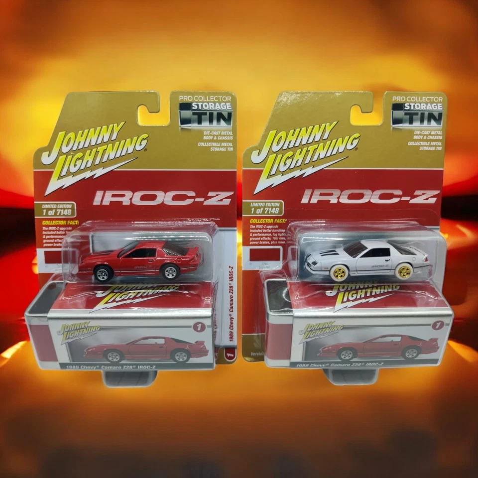 Johnny Lightning WHITE LIGHTNING 1989 Chevy Camaro Z28 IROCZ White & Red Version - Image 1 of 4