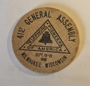 1966 Bel-Tel Coin Club Milwaukee, WI Wooden NIckel #2059 - Picture 1 of 2