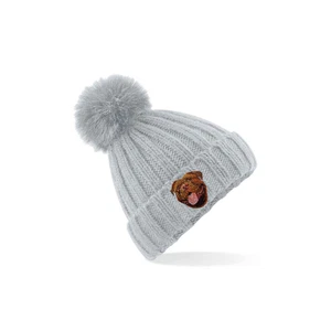 DOGUE DE BORDEAUX EMBROIDERED POM POM BEANIE HAT - DOG LOVER GIFT - GIFT BOXED - Picture 1 of 10