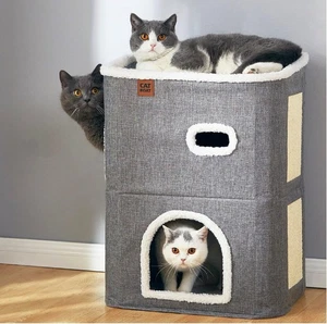 CATBOAT 2 plantas casa para gatos de interior cama, con almohadilla antiarañazos - Imagen 1 de 9