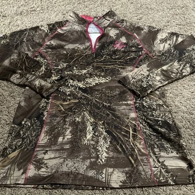 Realtree Scent Factor Max-1 XT Camo Pullover 1/4 Zip Jacket Wmns XL 46-48 Pink - Image 1 of 4