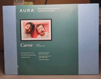 Aura Carver Gravel Digital Photo Frame 10.5"x2.1"x7.3" - New & Sealed! - Image 1 of 3
