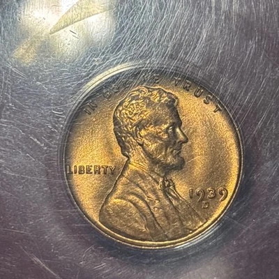 1939 d lincoln cent Error Obverse Lamination ANACS Ms 65 Red Looks Choice - Image 1 of 4
