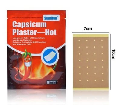 80 Patches Capsicum Plaster Hot Pain Relieving Patch Muscle Strain Pain Relief - image 1 of 4