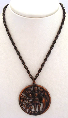 Collar de cobre con colgante circular heráldico redondo Foto 1 de 4