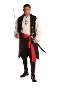 Underwraps Men's Captain Cutthroat - Black/Red/White - Pirate Vest with Shirt - Picture 1 of 2