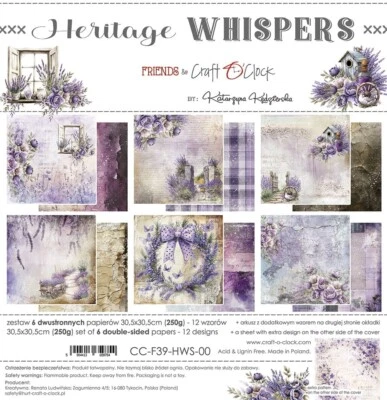 CRAFT O'CLOCK 12" x 12" scrapbooking paperpad cardstock Heritage Whispers 6 sheets 250gsm