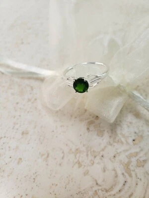 "Russian Emerald" Chrome Diopside Sterling Silver ring, size O, 7 — 第 1/4 张图片