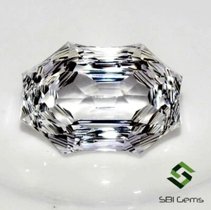 Topazio bianco naturale 17x12 mm fantasia taglio ottagonale 10,58 CTS pietra preziosa sfusa brillante - Foto 1 di 11