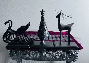 CHRISTMAS Stocking Holder Northlight Reindeer, Christmas Tree and Sleigh  Bronze - Picture 1 of 7