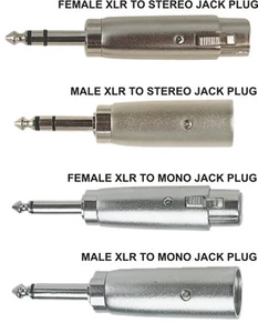 XLR (Cannon) Plug / Socket - 6.35mm (1/4") Jack Plug - Choice of Mono or Stereo - Picture 1 of 5