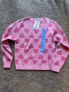 Zunie Girls Valentines Sweater - Size S (6/6x) Pink Multi - NT7430S5Z - Picture 1 of 2