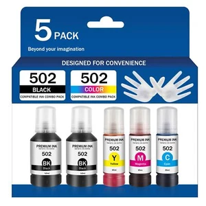 502 Ink Refill Bottles Replacement for Epson EcoTank ET-2700/3760/15000 Series - Picture 1 of 5