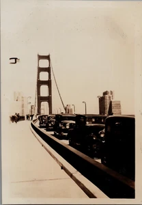Rare Photo Cars Crossing Golden Gate Bridge Opening Day, San Francisco 1937 - Picture 1 of 2