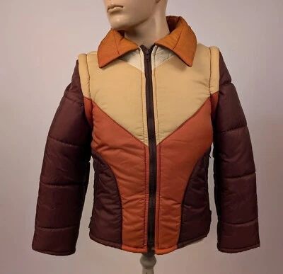 CHAQUETA ACOLCHADA DE NAILON MULTICOLOR VINTAGE AÑOS 70 CON MANGAS EXTRAÍBLES TALLA M Foto 1 de 4