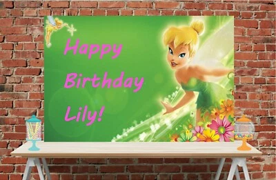 3x6 Tinkerbell vinyl Birthday Banner - Image 1 of 2