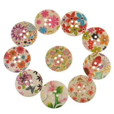 10 Pieces Assorted Flower Floral Wooden Buttons for Sewing Craft Decor 50mm - Image 1 of 4