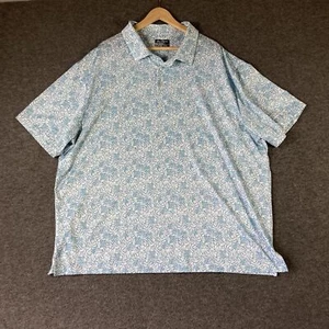 Ben Hogan Shirt Mens 3XL XXXL Blue Polo Floral Print Short Sleeves - Picture 1 of 10