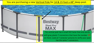 Bestway Vertical Leg 14 or 15 ft x 48 inch Steel Pro Max Pools Gray NEW - Picture 1 of 6