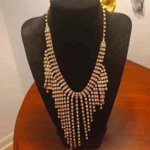 Strass Latz baumeln Wasserfall Halskette Vintage EUC - Bild 1 von 5