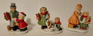 3 Estatuillas de Navidad Homco de cerámica de 1987 de colección niños con perro, niños con regalos - Imagen 1 de 8
