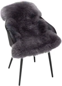 Öko Lammfell Schaffell Teppich Sofa Matte echtes Fell 60-90/110 grau 3510gr-XL - Bild 1 von 6