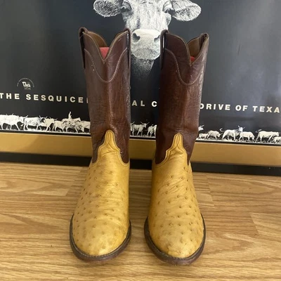 Botas de Vaquero Lucchese L8009 Pluma Completa Avestruz De Colección 8 1/2 D Etiqueta Negra Foto 1 de 4