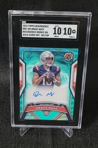 2024 TOPPS RESURGENCE #RRS-DM DRAKE MAYE AQUA RC ROOKIE AUTO 203/249 SGC 10 GEM - Picture 1 of 2