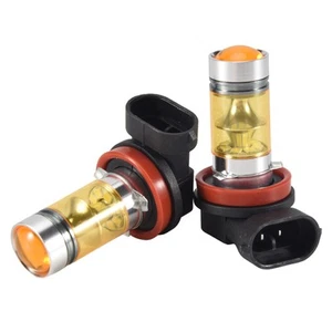 2 X High Led Lights 100W H8 H11 Yellow Fog Light 2828 20Led Headlight Lamp O8X7 - Picture 1 of 3