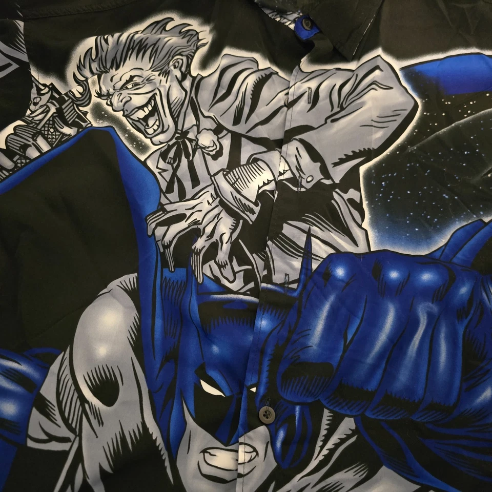 Camisa abotonada vintage DC Comics Warner Bros para hombre L Batman vs. Joker Foto 1 de 4