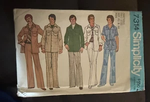 Simplicity 7314 Pattern Leisure Suit Shirt-Jacket Pants Size 42 44 UNCUT 1975 - Picture 1 of 6